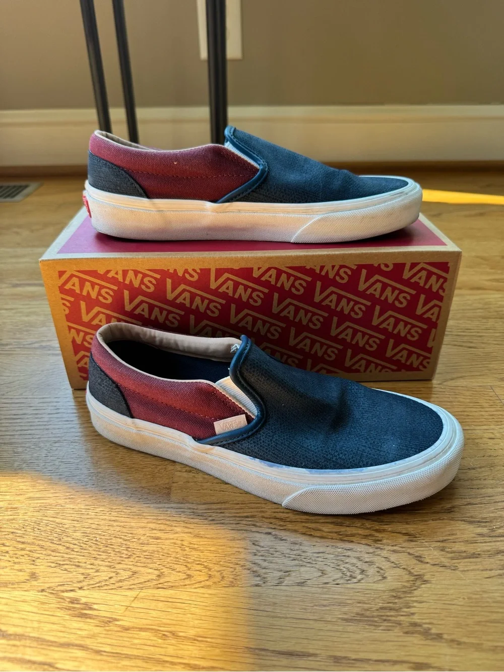 Vans Women’s Slip-On Two-Tone Navy and Burgundy